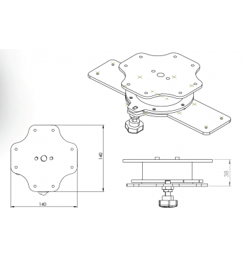 Rotating table leg bracket Roto
