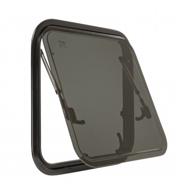 PROFILED WINDOW FOR CAMPERVAN WITH MOSQUITO NET AND ROLLER SHUTTER, OMEGA 490 x 500 mm