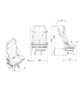 Double swivel sofa seat Fiat Ducato, Citroen Jumper, Peugeot Boxer 2006 - Right