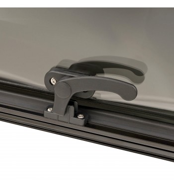 PROFILED WINDOW FOR CAMPERVAN WITH MOSQUITO NET AND ROLLER SHUTTER, TRANSPARENT, OMEGA 960x450 mm