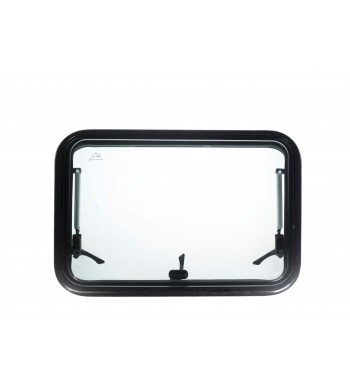 PROFILED WINDOW FOR CAMPERVAN WITH MOSQUITO NET AND ROLLER SHUTTER, TRANSPARENT, OMEGA 960x450 mm