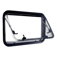 PROFILED WINDOW FOR CAMPERVAN WITH MOSQUITO NET AND ROLLER SHUTTER, TRANSPARENT, OMEGA 960x450 mm