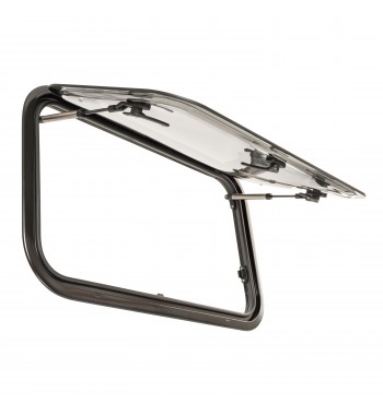 PROFILED WINDOW FOR CAMPERVAN WITH MOSQUITO NET AND ROLLER SHUTTER, TRANSPARENT, OMEGA 818x315 mm