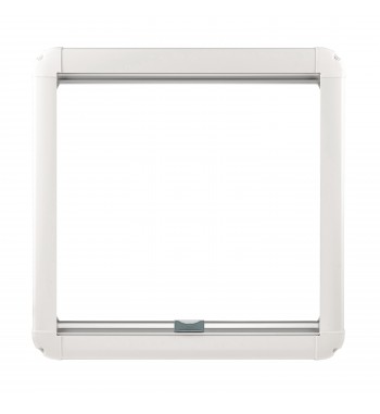 PROFILED WINDOW FOR CAMPERVAN WITH MOSQUITO NET AND ROLLER SHUTTER, transparent, OMEGA 490 x 500 mm
