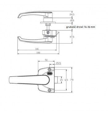3-point camper bathroom lock, handle