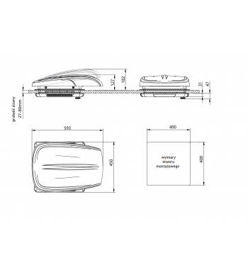 DACHVENTILATOR mit LED  für Wohnmobil , PLUS FAN 400X400 MM
