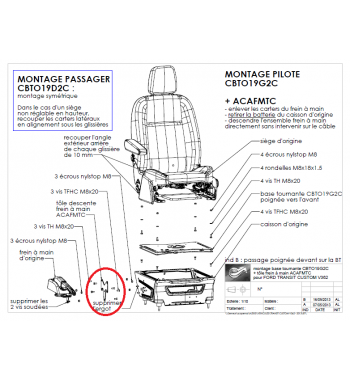 Adapter obniżający mocowanie dźwigni hamulca ręcznego Ford Transit CUSTOM V362 2012-, Ford Transit V363 2013-