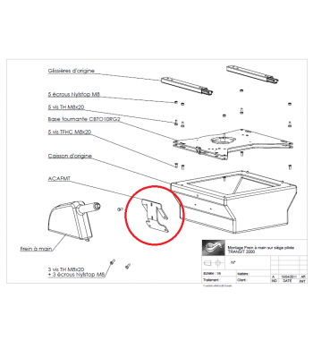 Adapter obniżający mocowanie dźwigni hamulca ręcznego Ford Transit V 2001-2013