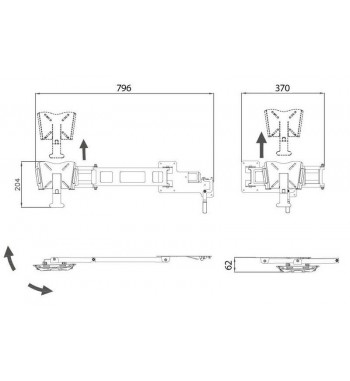 Wall mount TV bracket with maxi arm and auto lock, adjustable