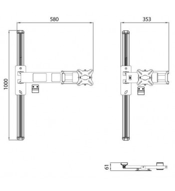 Wall mount TV bracket, vertical rail